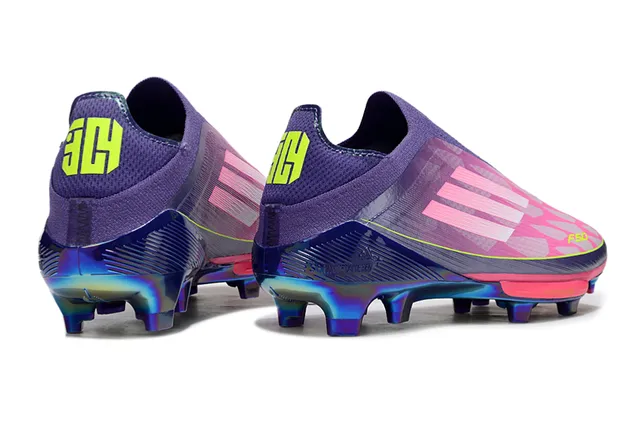 Adidas F50 Purple Pink Low-Cut Sock-Fit Upper Iridescent Multicolor Soleplate Firm-Ground Soccer Shoes 5