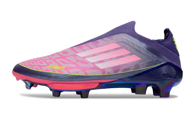 Adidas F50 Purple Pink Low-Cut Sock-Fit Upper Iridescent Multicolor Soleplate Firm-Ground Soccer Shoes 7