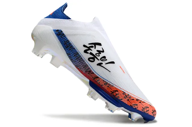 Adidas F50 White Blue Sock-Fit Upper Translucent TPU Cage Firm-Ground Soccer Shoes 2
