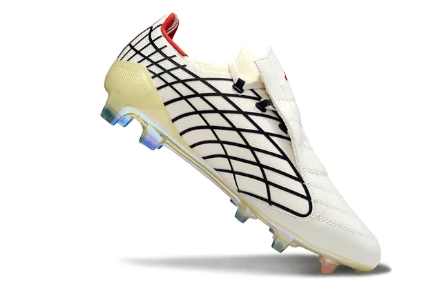 Adidas F50 White Red Grid-Patterned Upper Iridescent Translucent Sole Firm-Ground Soccer Shoes 11
