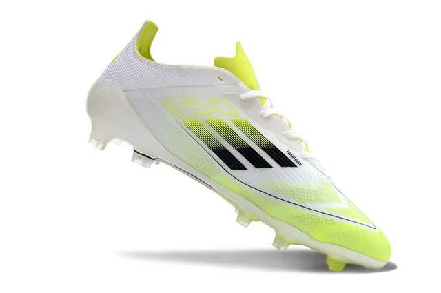 Adidas F50 White Yellow Low-Cut Synthetic Mesh Upper Gradient Stripes Firm-Ground Soccer Shoes 2