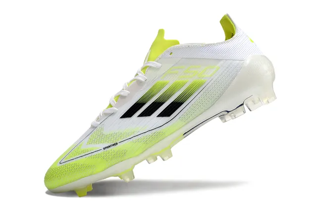 Adidas F50 White Yellow Low-Cut Synthetic Mesh Upper Gradient Stripes Firm-Ground Soccer Shoes 3