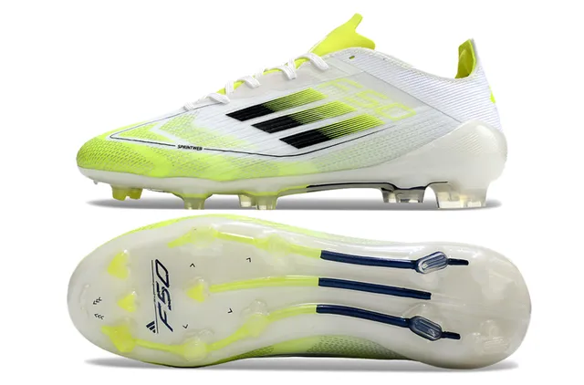 Adidas F50 White Yellow Low-Cut Synthetic Mesh Upper Gradient Stripes Firm-Ground Soccer Shoes 5