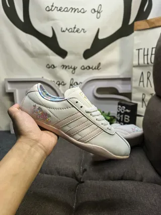 Adidas Gazelle Light Gray Floral Embroidered Lifestyle Sneakers 5
