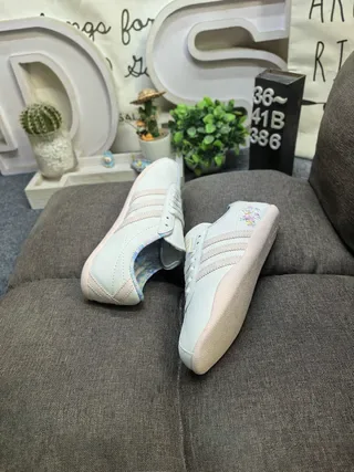 Adidas Gazelle Light Gray Floral Embroidered Lifestyle Sneakers 6