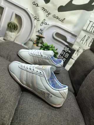 Adidas Gazelle Light Gray Floral Embroidered Lifestyle Sneakers 7