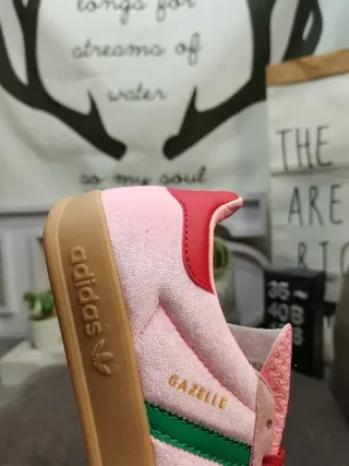 Adidas Gazelle Pink and Green Suede Lifestyle Sneakers 3