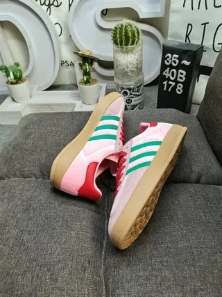 Adidas Gazelle Pink and Green Suede Lifestyle Sneakers 6