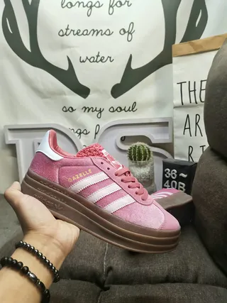 Adidas Gazelle Pink Suede White Stripes Brown Gum Lifestyle Sneakers 5