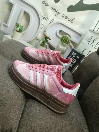 Adidas Gazelle Pink Suede White Stripes Brown Gum Lifestyle Sneakers 7
