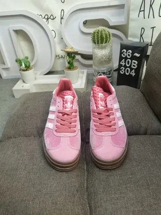 Adidas Gazelle Pink Suede White Stripes Brown Gum Lifestyle Sneakers 10