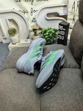 Adidas Gray Green Mesh Upper Three Stripes Lifestyle Sneakers 6