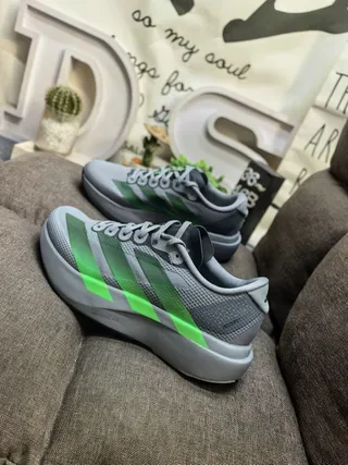 Adidas Gray Green Mesh Upper Three Stripes Lifestyle Sneakers 7