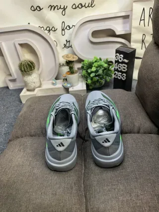 Adidas Gray Green Mesh Upper Three Stripes Lifestyle Sneakers 8