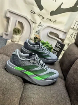 Adidas Gray Green Mesh Upper Three Stripes Lifestyle Sneakers 9