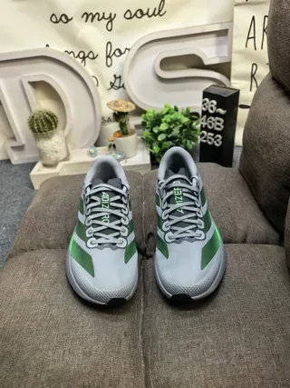 Adidas Gray Green Mesh Upper Three Stripes Lifestyle Sneakers 10