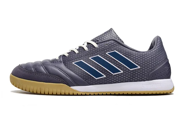 Adidas Chaussures de soccer indoor gris marine avec capuchon d'orteil matelassé et panneau latéral à trois rayures 2