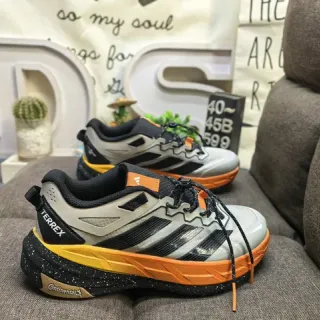 Adidas Gray Orange Terrex-Branded Trail-Inspired Lifestyle Sneakers