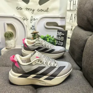 Adidas Gray Pink Lightweight Mesh-Synthetic Upper Thick Sculpted Foam Midsole Lifestyle Sneakers