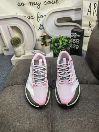Adidas Gray Pink Lightweight Mesh-Synthetic Upper Thick Sculpted Foam Midsole Lifestyle Sneakers 10