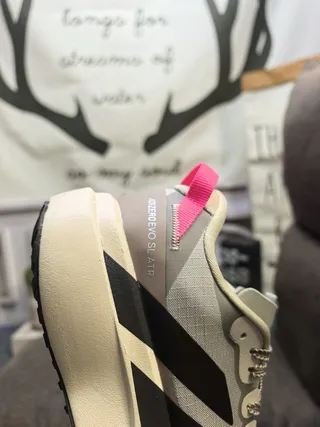 Adidas Gray Pink Lightweight Mesh-Synthetic Upper Thick Sculpted Foam Midsole Lifestyle Sneakers 23