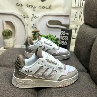 Adidas Gray Pink Low-Top Perforated Three-Stripe Overlay Lifestyle Sneakers