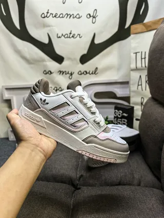 Adidas Gray Pink Low-Top Perforated Three-Stripe Overlay Lifestyle Sneakers 5