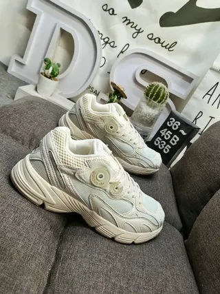 Adidas Gray White Layered Mesh And Synthetic Overlays Circular Heel Logo Chunky Sneakers 9