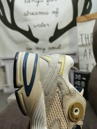 Adidas Gray White Layered Mesh And Synthetic Overlays Circular Heel Logo Chunky Sneakers 13