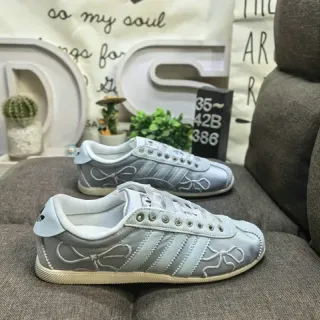 Adidas Gray White Low-Top Metallic Silver Upper Lifestyle Sneakers