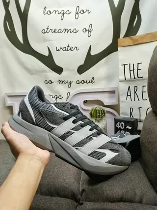 Adidas Gray White Mesh-and-Synthetic Upper Three-Stripe Side Panel Lifestyle Sneakers 5