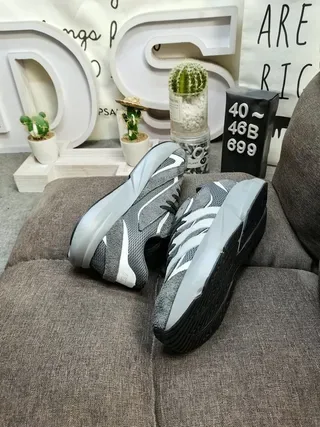 Adidas Gray White Mesh-and-Synthetic Upper Three-Stripe Side Panel Lifestyle Sneakers 6