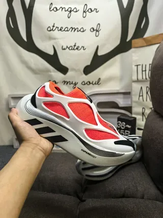 Adidas Hyperboost Orange White Laceless Slip-On Cage-Style Upper Lifestyle Sneakers 5