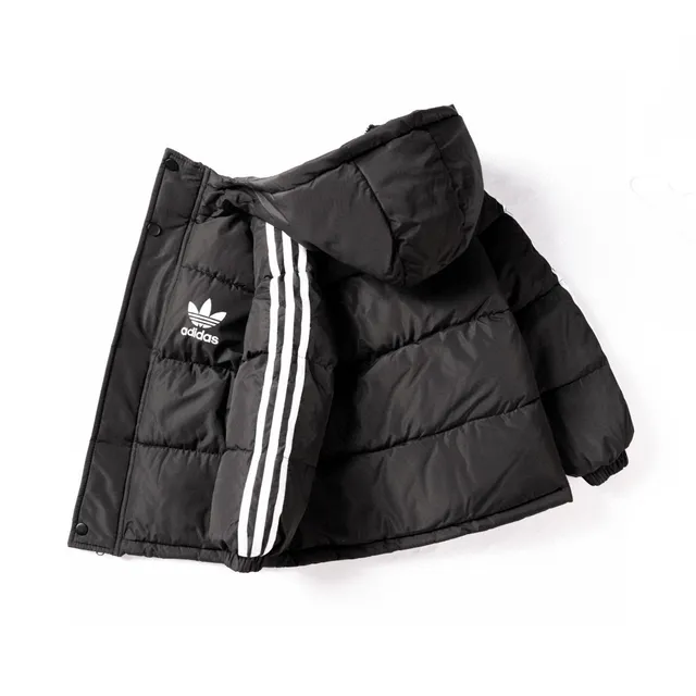 Adidas শিশুদের জন্য কুইল্টেড হুডযুক্ত স্ন্যাপ-ফ্রন্ট ডাউন জ্যাকেট 16
