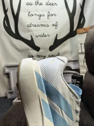 Adidas Lightstrike Pro White Blue Engineered Mesh Upper Sculpted Foam Midsole Running Shoes 3