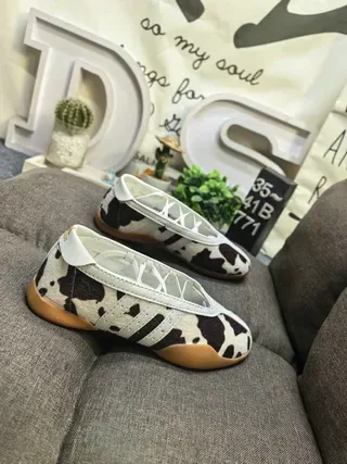 Adidas Multicolor Beige Cow-Print Upper Three-Stripe Side Panel Lifestyle Sneakers 9