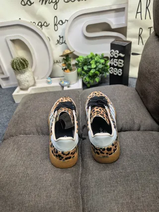 Adidas Multicolor Beige Leopard-Print Upper Gum Rubber Sole Lifestyle Sneakers 8