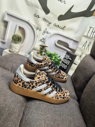 Adidas Multicolor Beige Leopard-Print Upper Gum Rubber Sole Lifestyle Sneakers 9