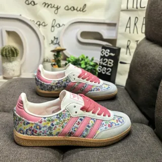 Adidas Multicolor Pink Floral-Print Upper Stripe Overlays Lifestyle Sneakers