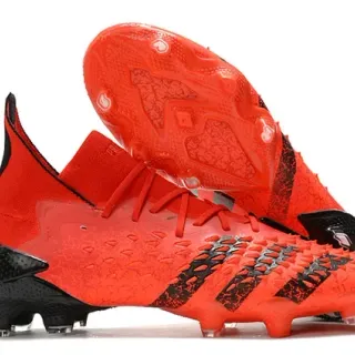 Adidas Orange Black Textured Scale-Pattern Upper High-Cut Ankle Collar Firm-Ground Soccer Shoes