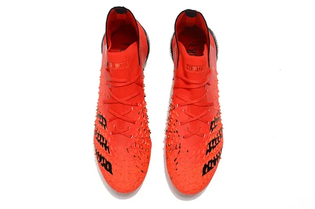 Adidas Orange Black Motif d'échelle texturé Haut collet cheville Terrain ferme Chaussures de football 2