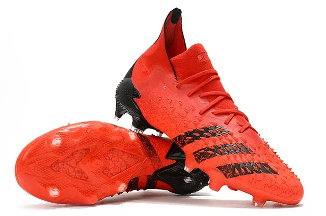 Adidas Orange Black Motif d'échelle texturé Haut collet cheville Terrain ferme Chaussures de football 3