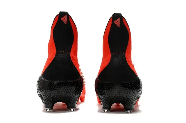 Adidas Orange Black Motif d'échelle texturé Haut collet cheville Terrain ferme Chaussures de football 4