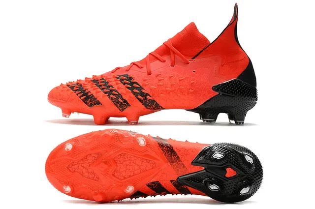 Adidas Orange Black Motif d'échelle texturé Haut collet cheville Terrain ferme Chaussures de football 5