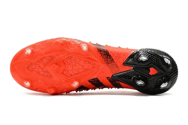 Adidas Orange Black Motif d'échelle texturé Haut collet cheville Terrain ferme Chaussures de football 6
