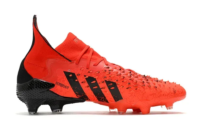 Adidas Orange Black Motif d'échelle texturé Haut collet cheville Terrain ferme Chaussures de football 7