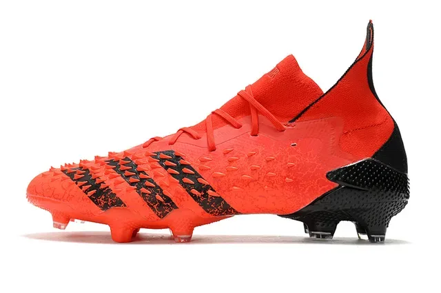 Adidas Orange Black Motif d'échelle texturé Haut collet cheville Terrain ferme Chaussures de football 8