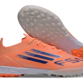 Adidas Orange Blue Low-Cut Synthetic Upper Ribbed Texture Turf Soccer Shoes
