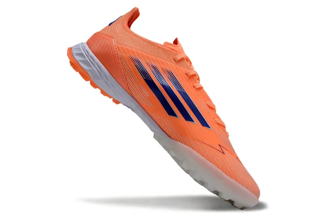 Adidas Orange Bleu Chaussures de Football Turf Low-Cut Synthétique à Texture Côtiérée 2