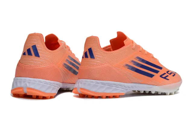 Adidas Orange Bleu Chaussures de Football Turf Low-Cut Synthétique à Texture Côtiérée 5